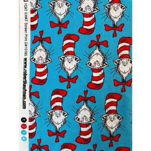 Fabric -OOP Dr Seuss Cat in the Hat Robert Kaufman Cotton 14.5" L x 42" W Washed